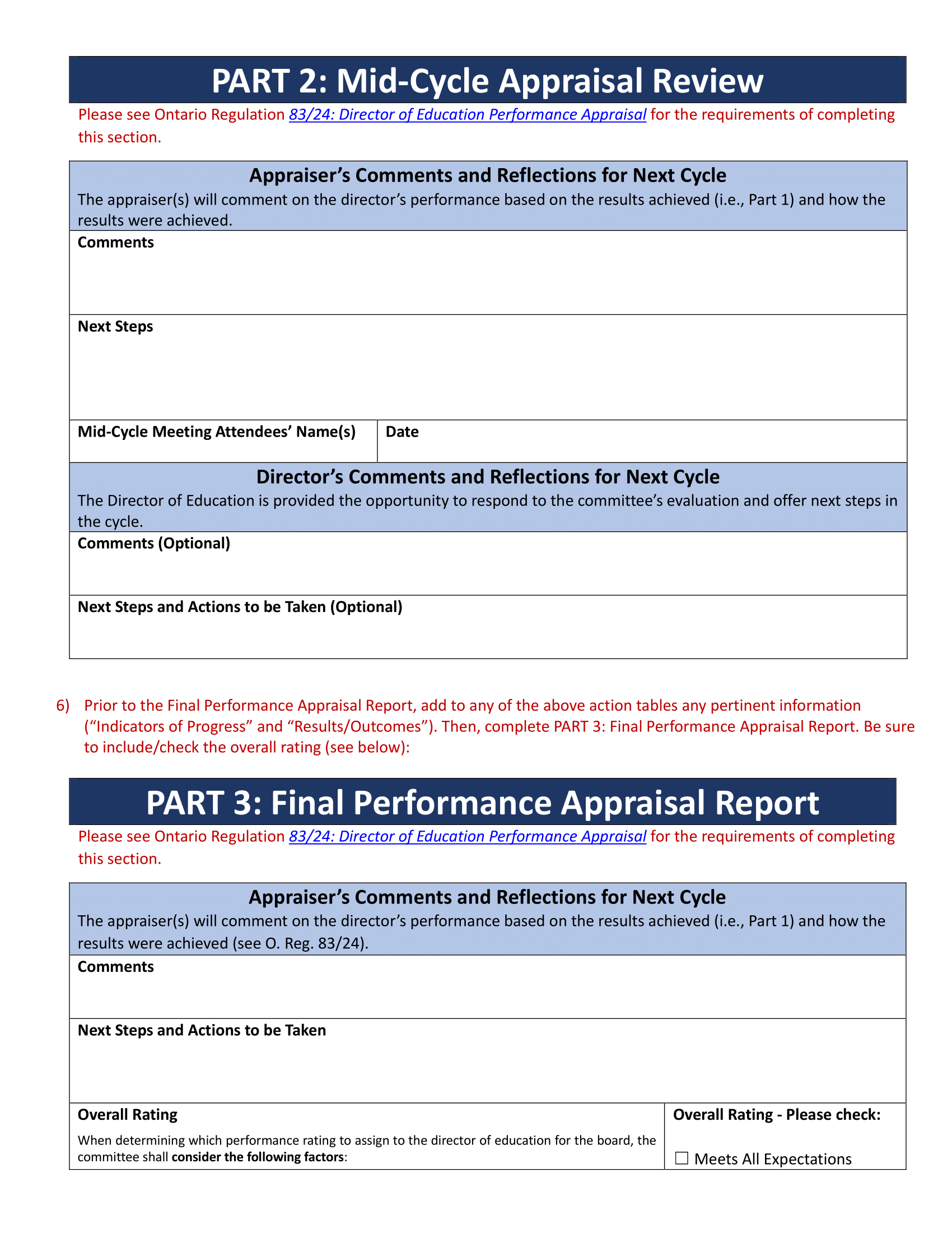 Page 4 of Catholic Director of Education Appraisal Report Instruction Guide