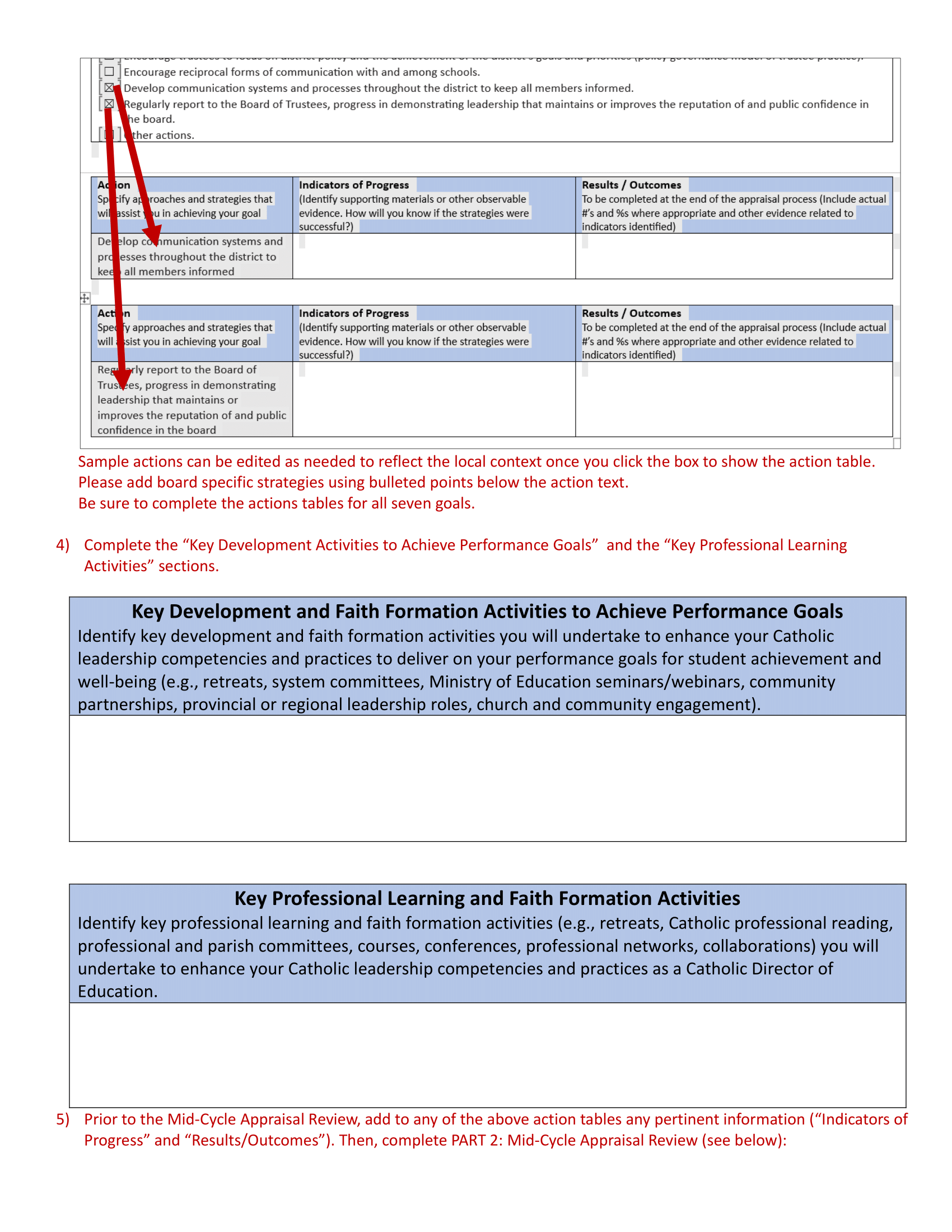 Page 3 of Catholic Director of Education Appraisal Report Instruction Guide