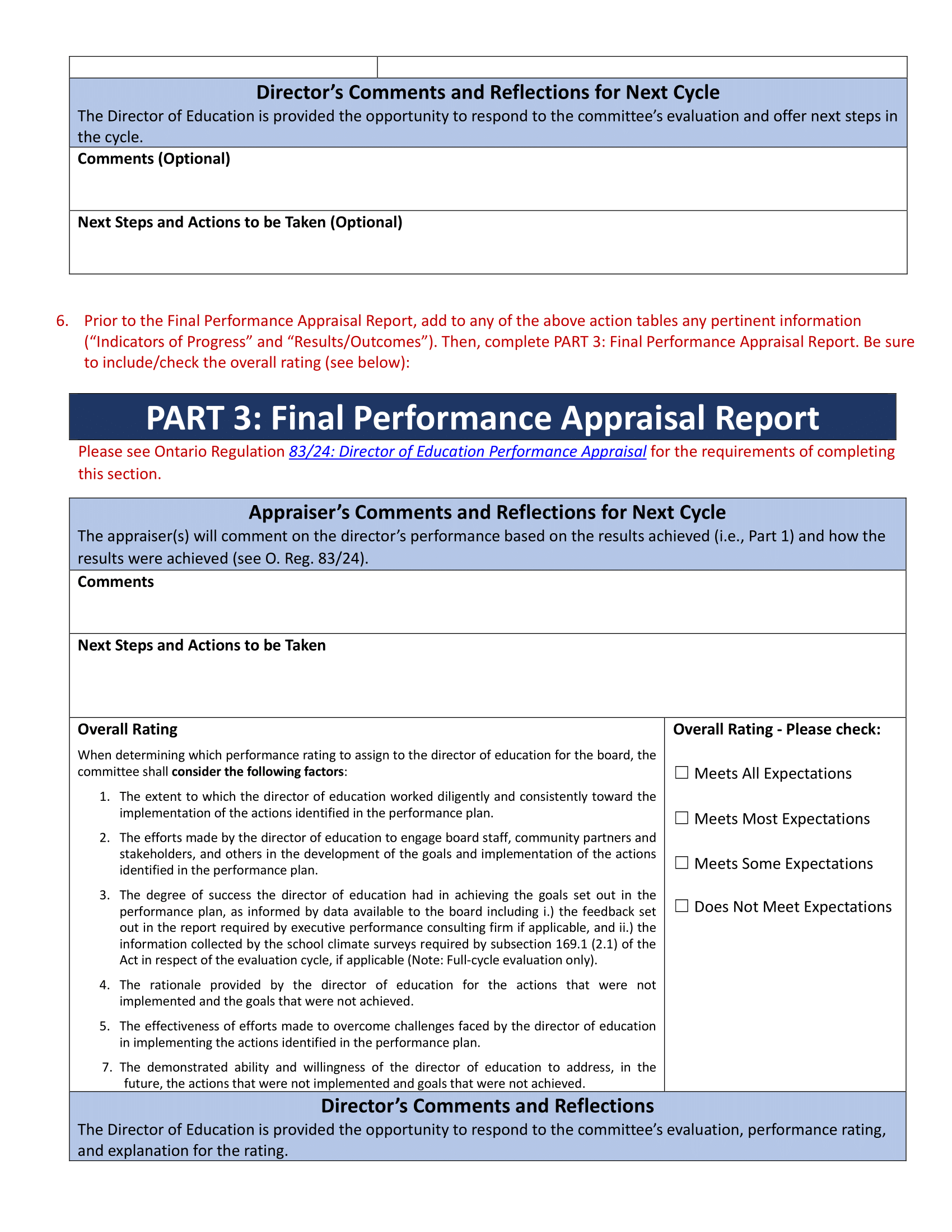 Page 12 of Catholic Director of Education Appraisal Report Instruction Guide