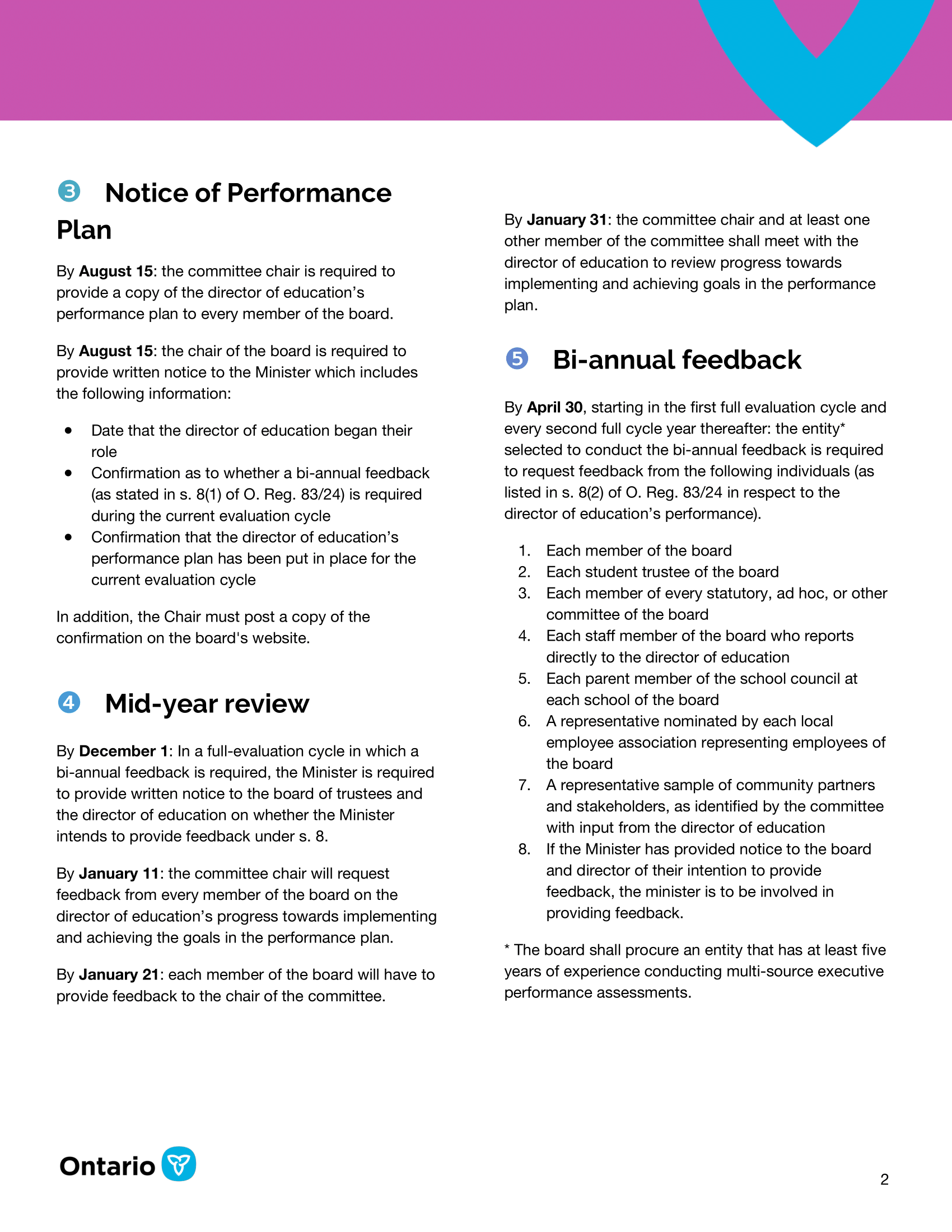 Page 2 of Director of Education Performance Appraisal, Full Evaluation Cycle - Technical Guide