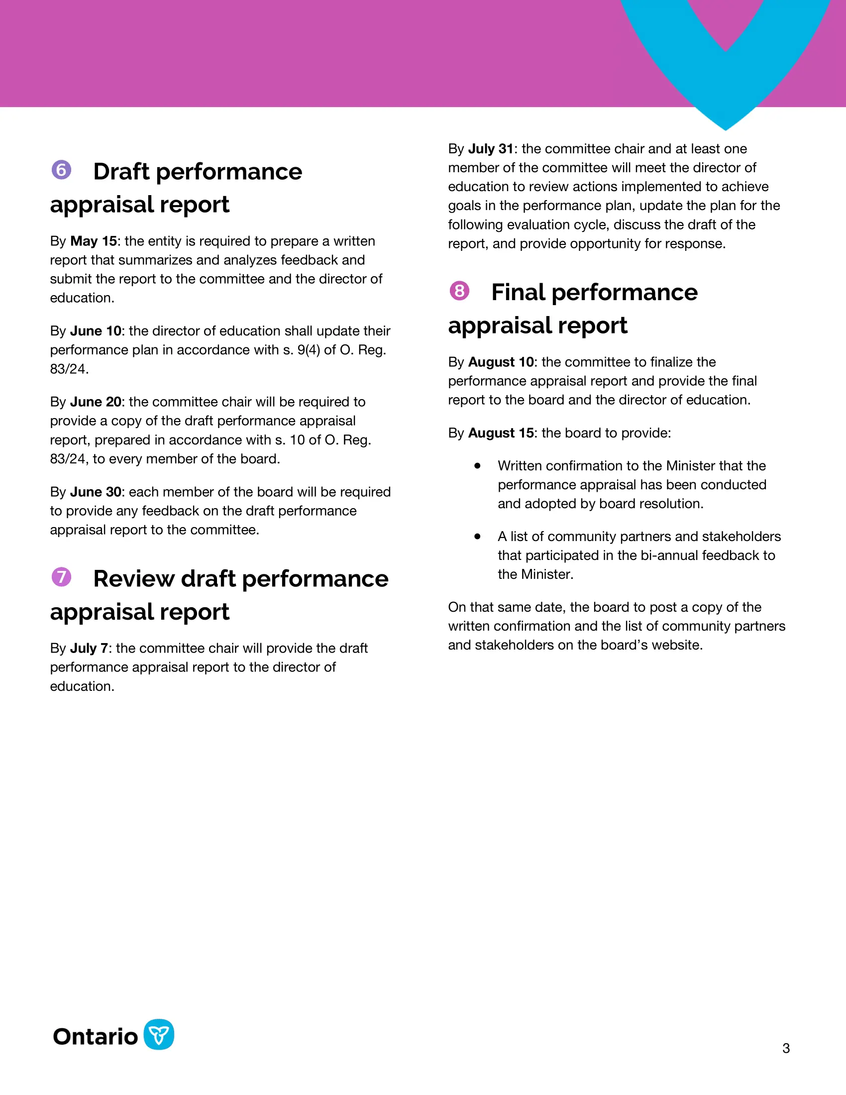 Page 3 of Director of Education Performance Appraisal, Full Evaluation Cycle - Technical Guide